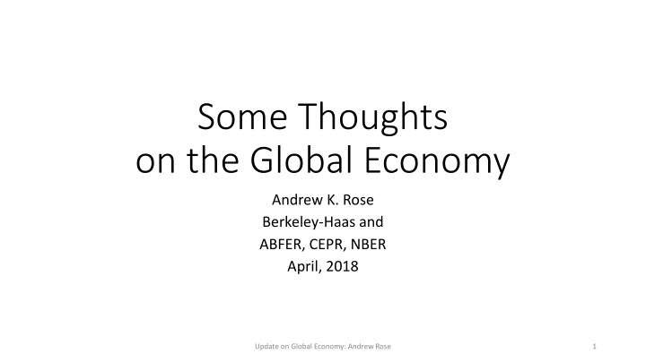 some thoughts on the global economy