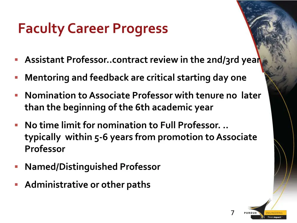 faculty career progress