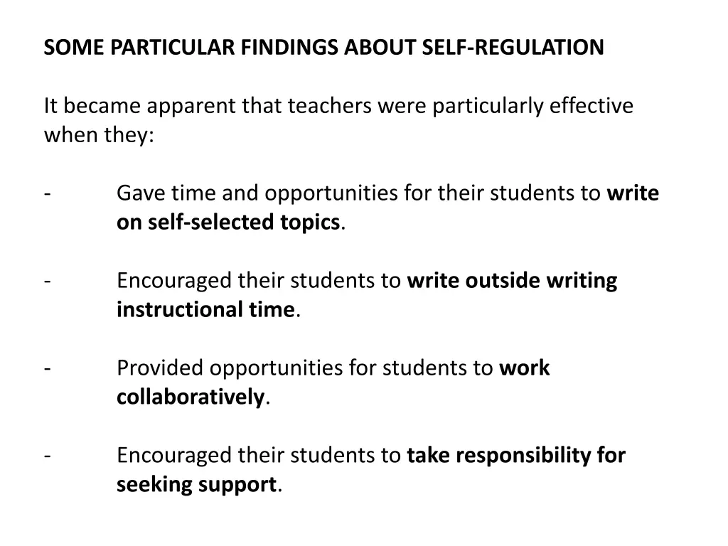 some particular findings about self regulation