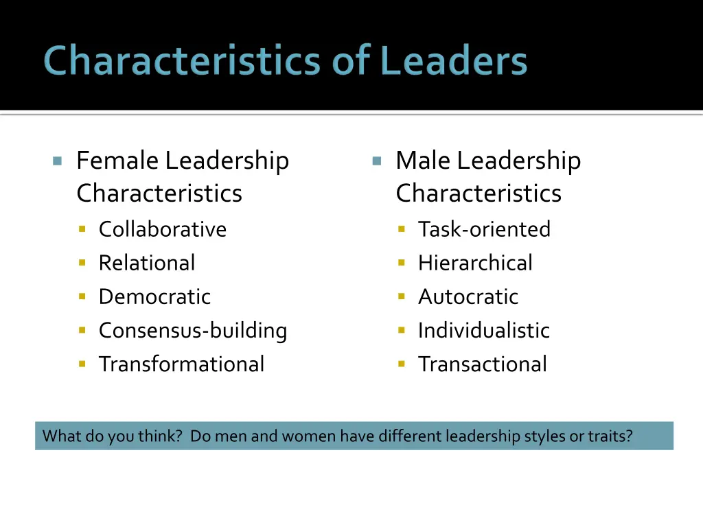 female leadership characteristics collaborative