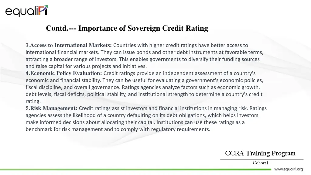 contd importance of sovereign credit rating