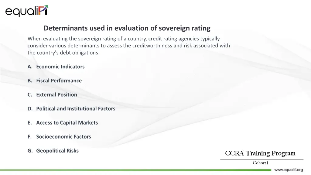 determinants used in evaluation of sovereign