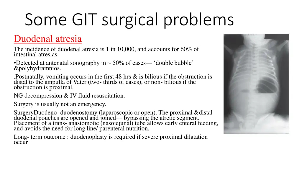 some git surgical problems duodenal atresia