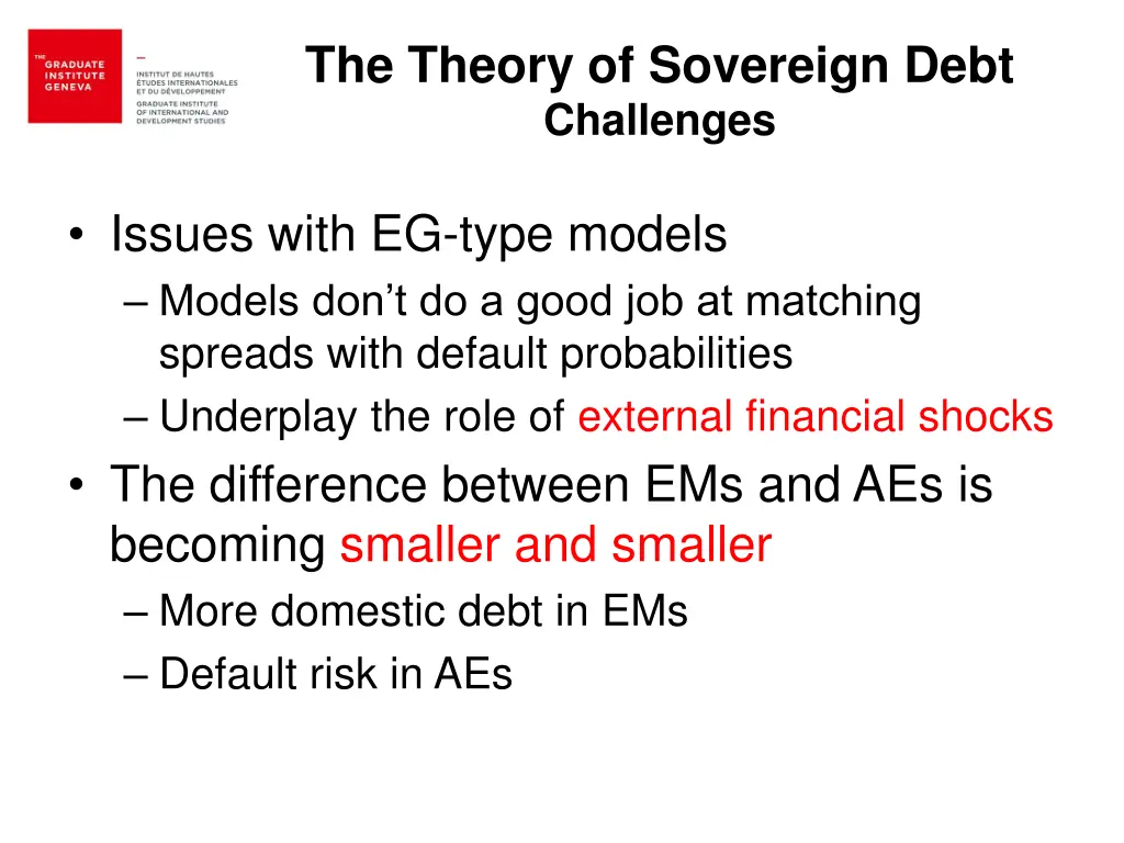 the theory of sovereign debt challenges 1