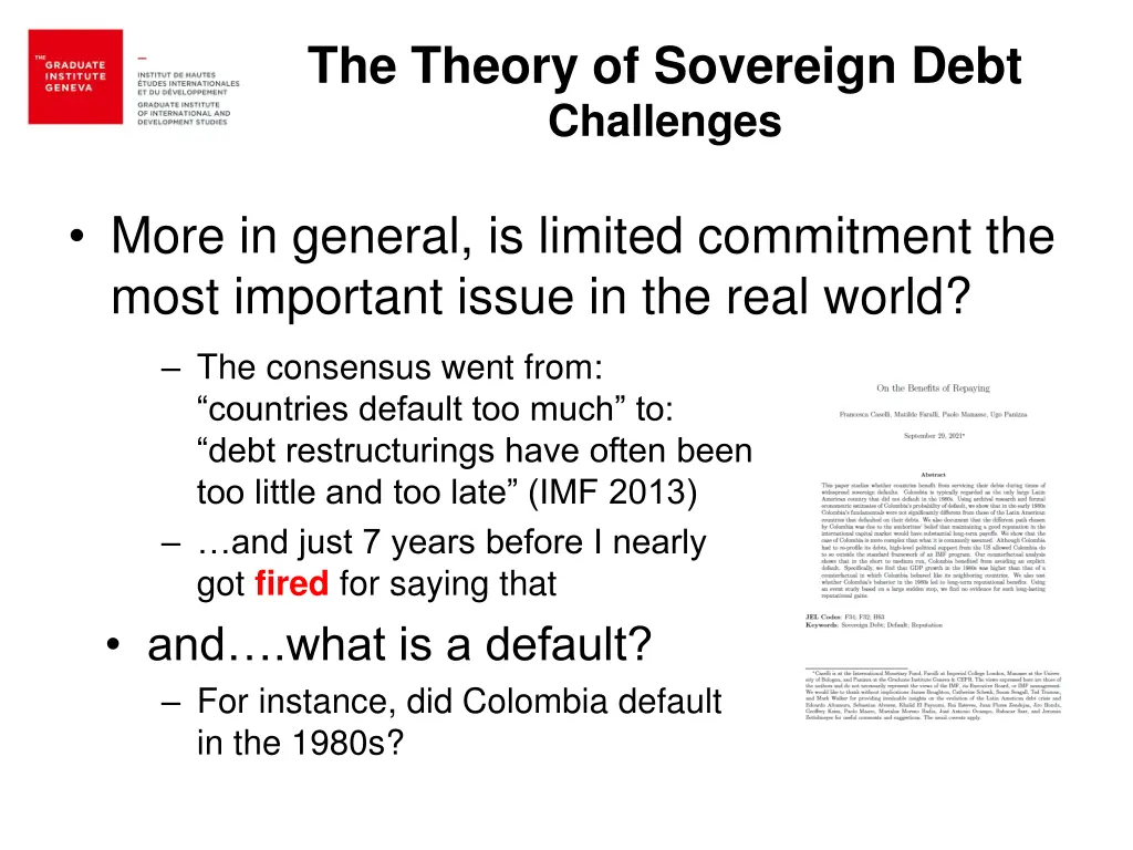 the theory of sovereign debt challenges 2