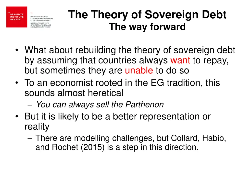 the theory of sovereign debt the way forward