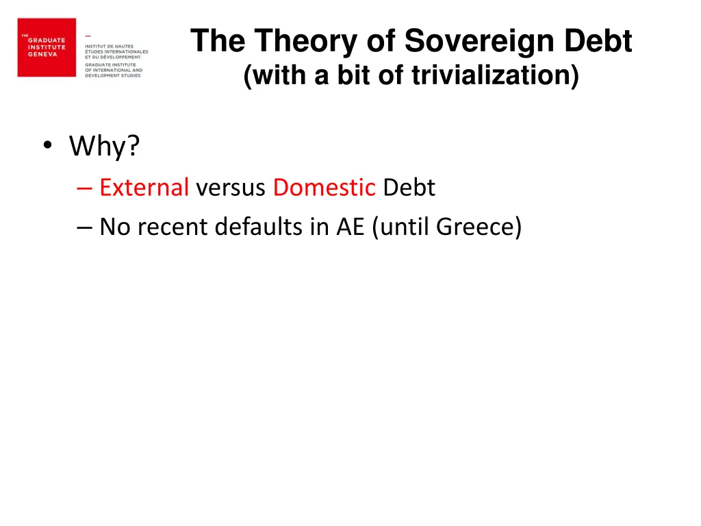 the theory of sovereign debt with 2