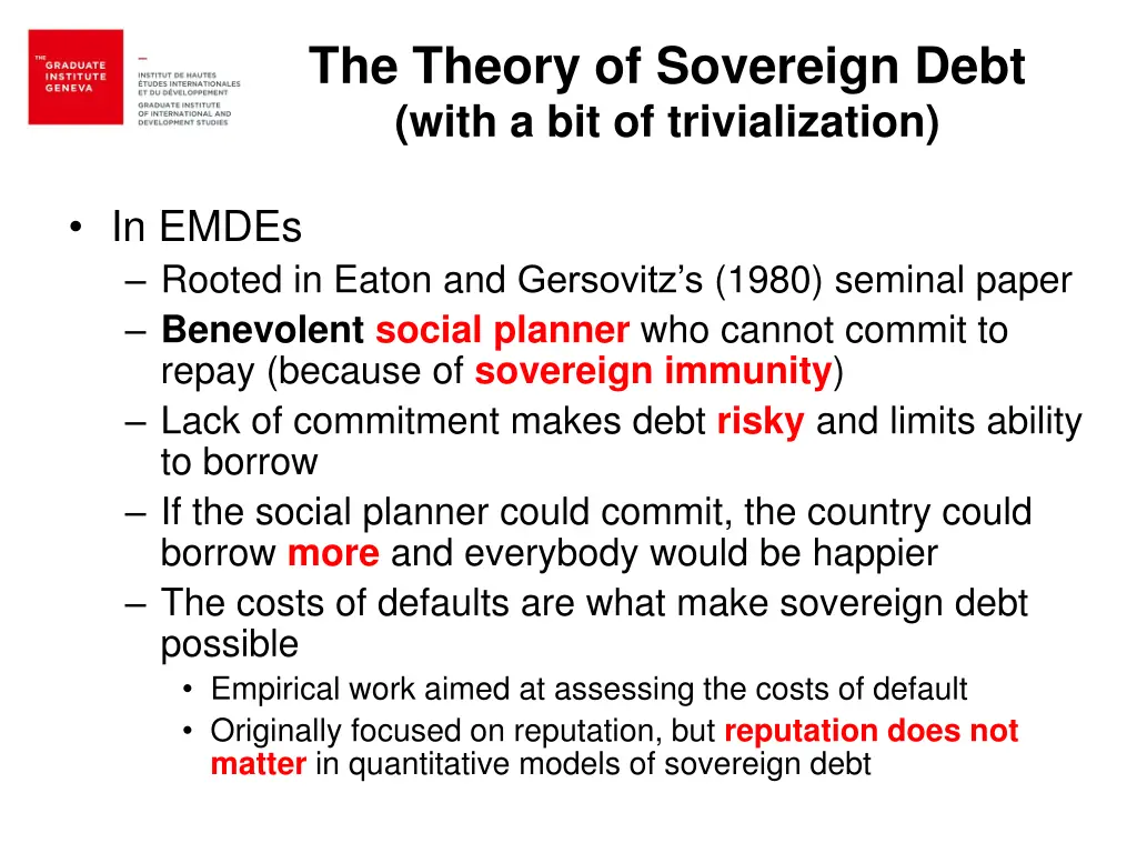 the theory of sovereign debt with