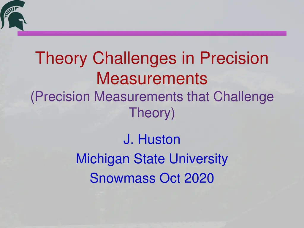 theory challenges in precision measurements 1