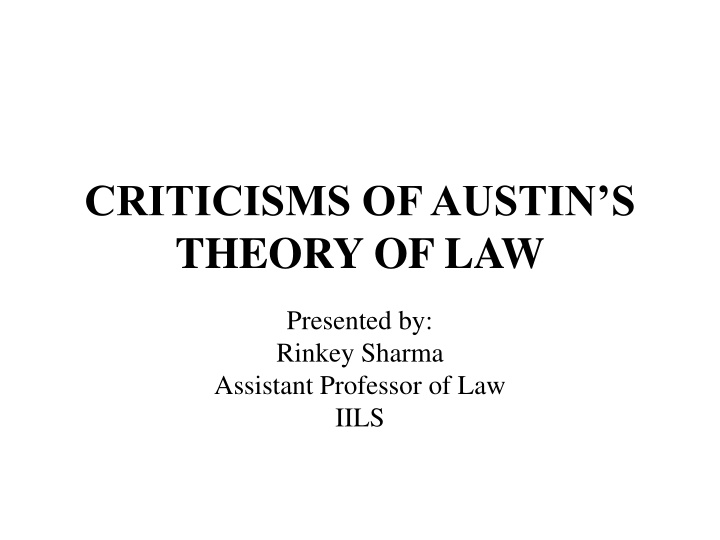 criticisms of austin s theory of law