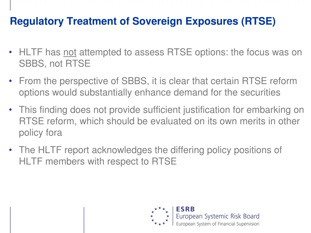 regulatory treatment of sovereign exposures rtse