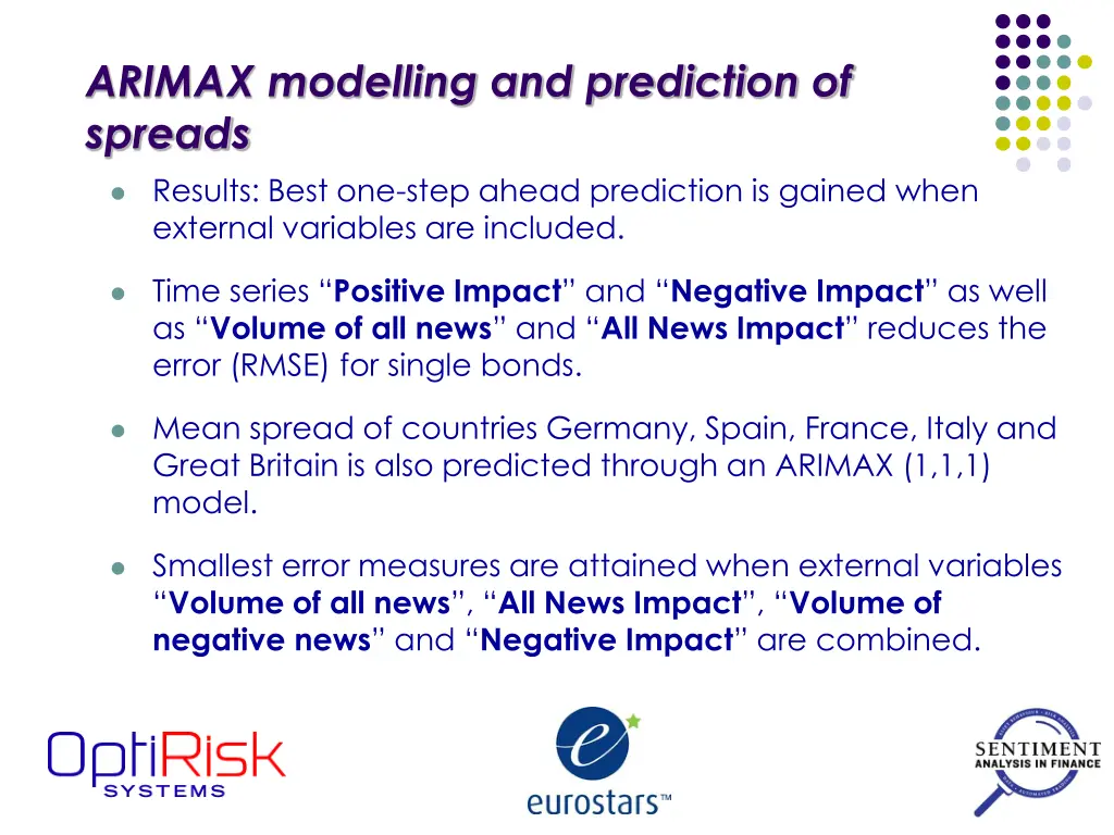 arimax modelling and prediction of spreads