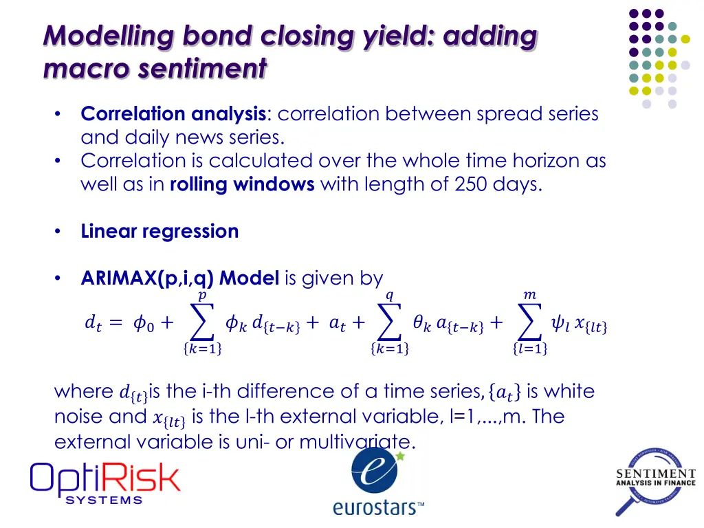 modelling bond closing yield adding macro