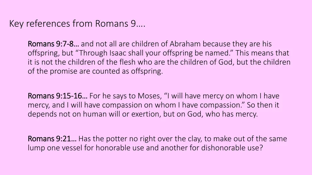 key references from romans 9