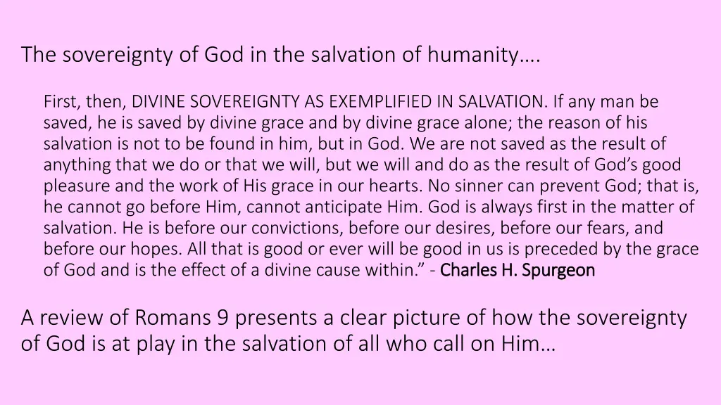 the sovereignty of god in the salvation