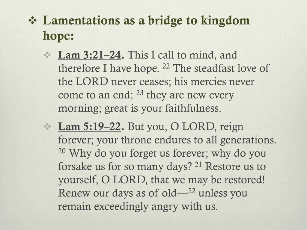 lamentations as a bridge to kingdom hope