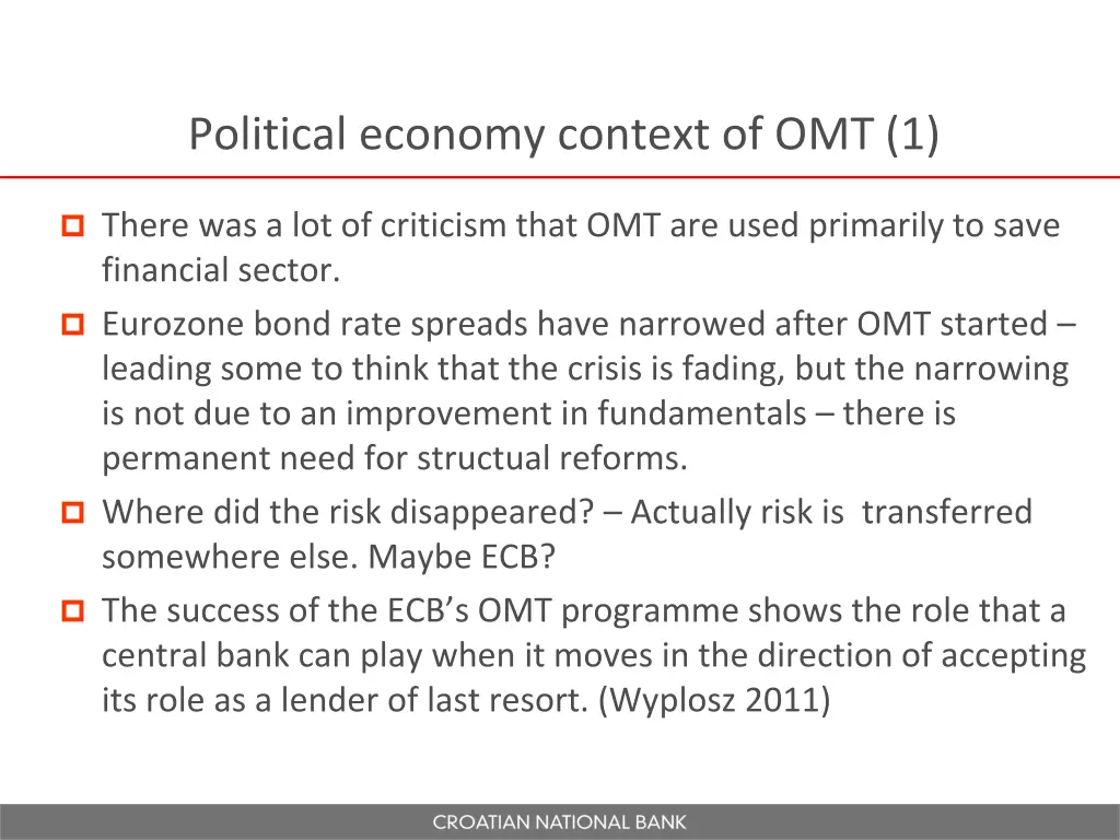 political economy context of omt 1