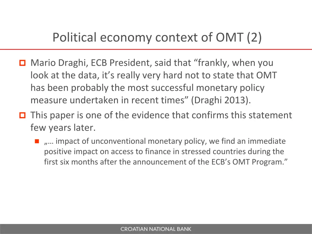 political economy context of omt 2