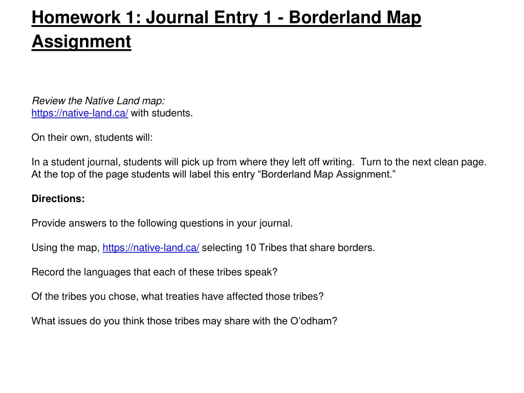 homework 1 journal entry 1 borderland