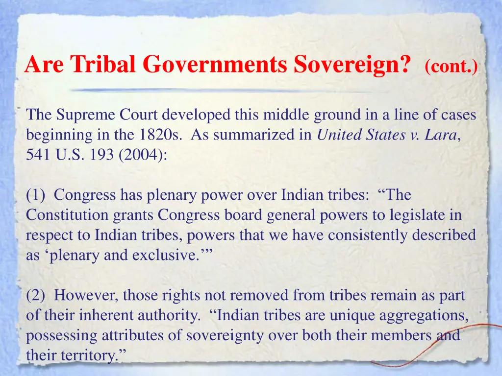 are tribal governments sovereign cont 1