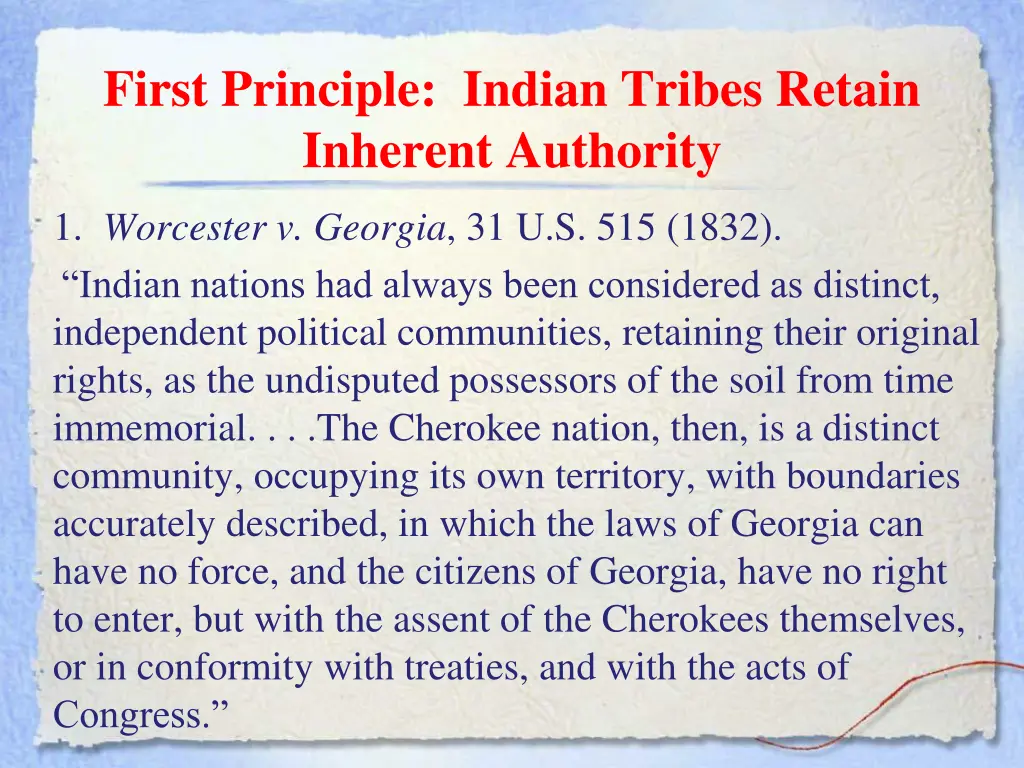 first principle indian tribes retain inherent