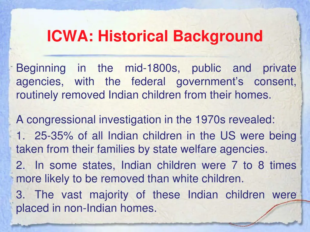 icwa historical background