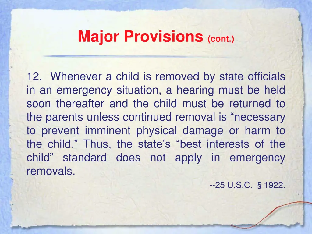 major provisions cont 10