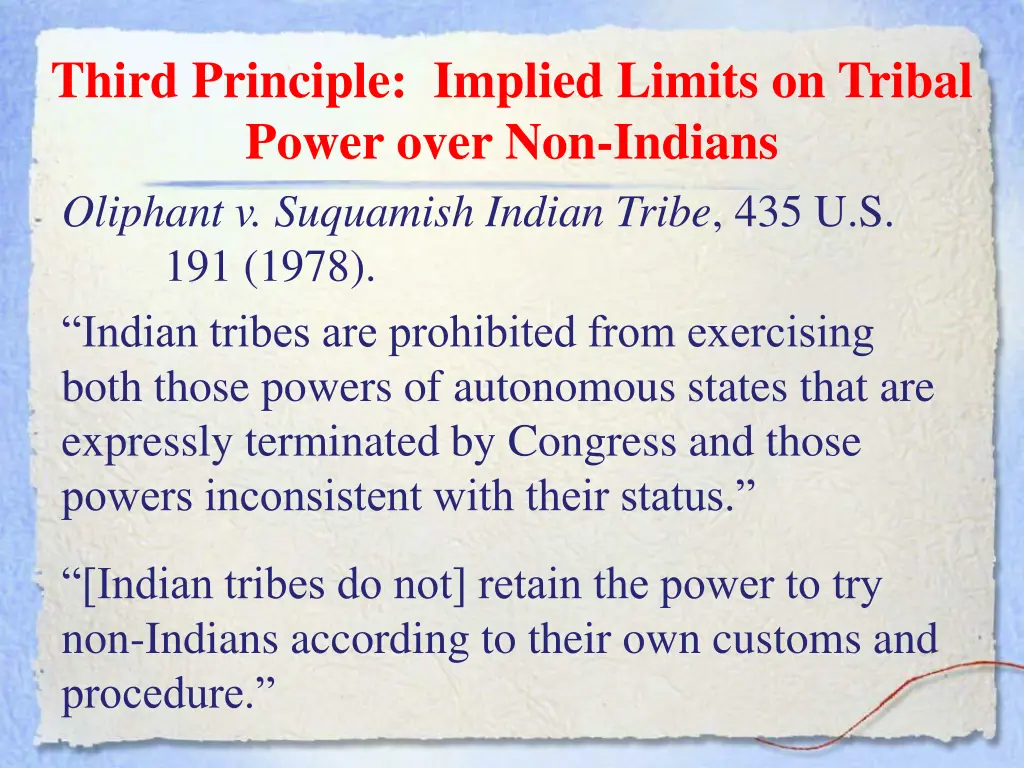 third principle implied limits on tribal power