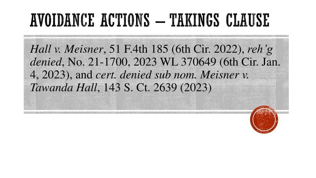 avoidance actions takings clause 1