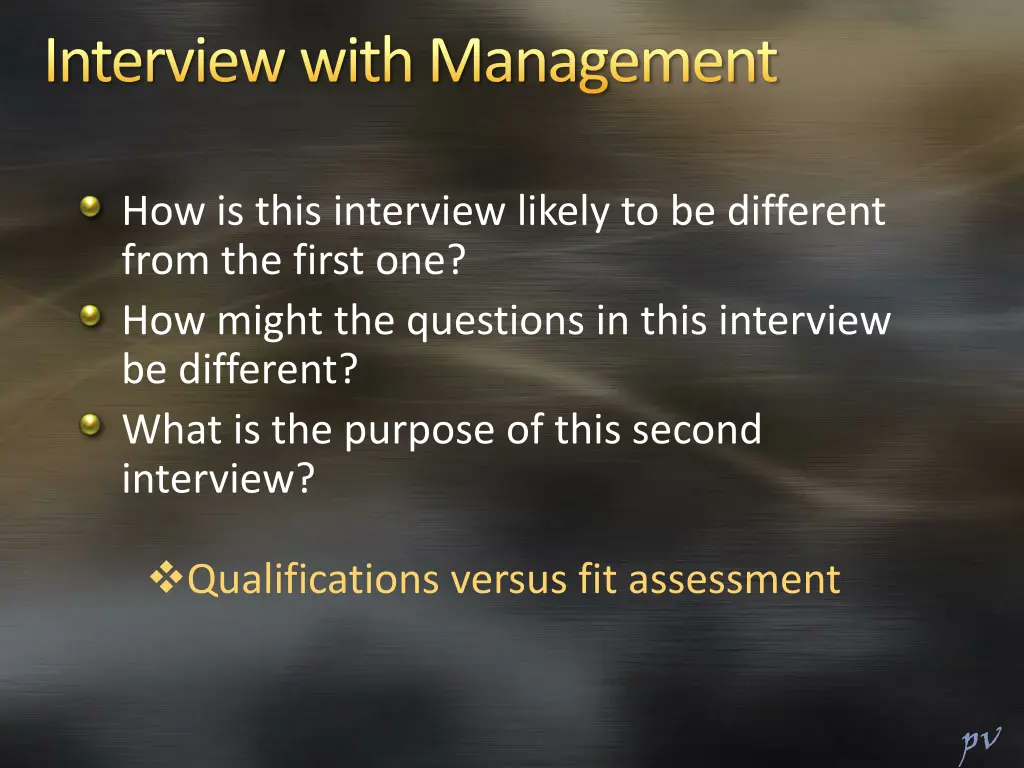 interview with management