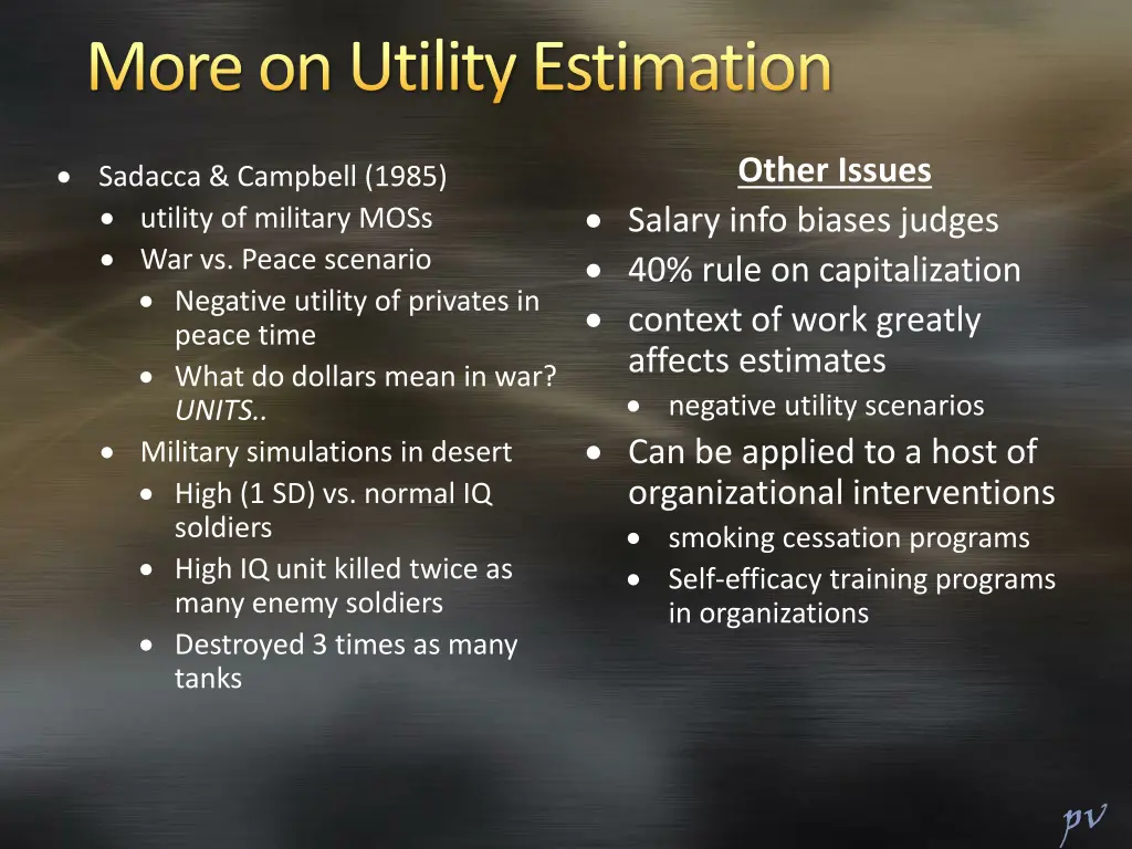 more on utility estimation