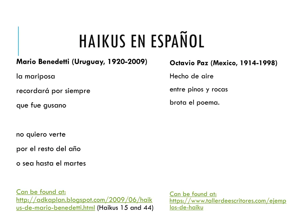 haikus en espa ol