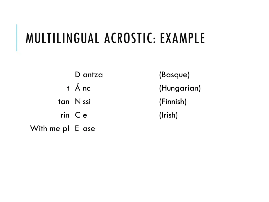 multilingual acrostic example