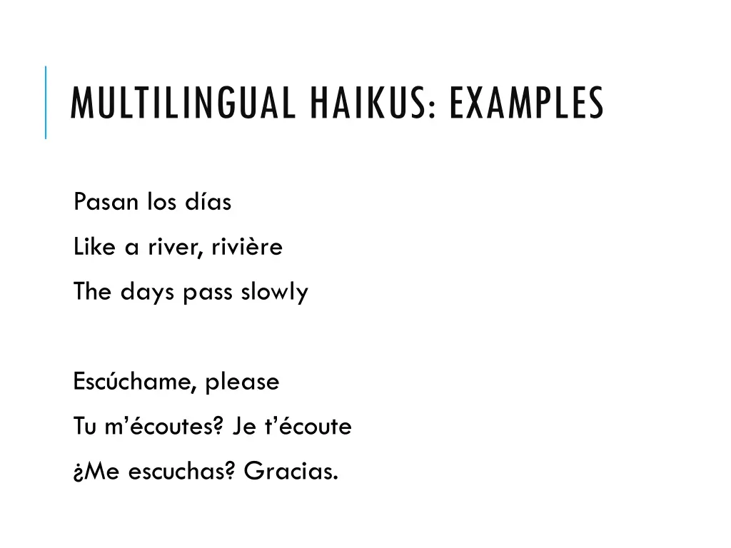 multilingual haikus examples