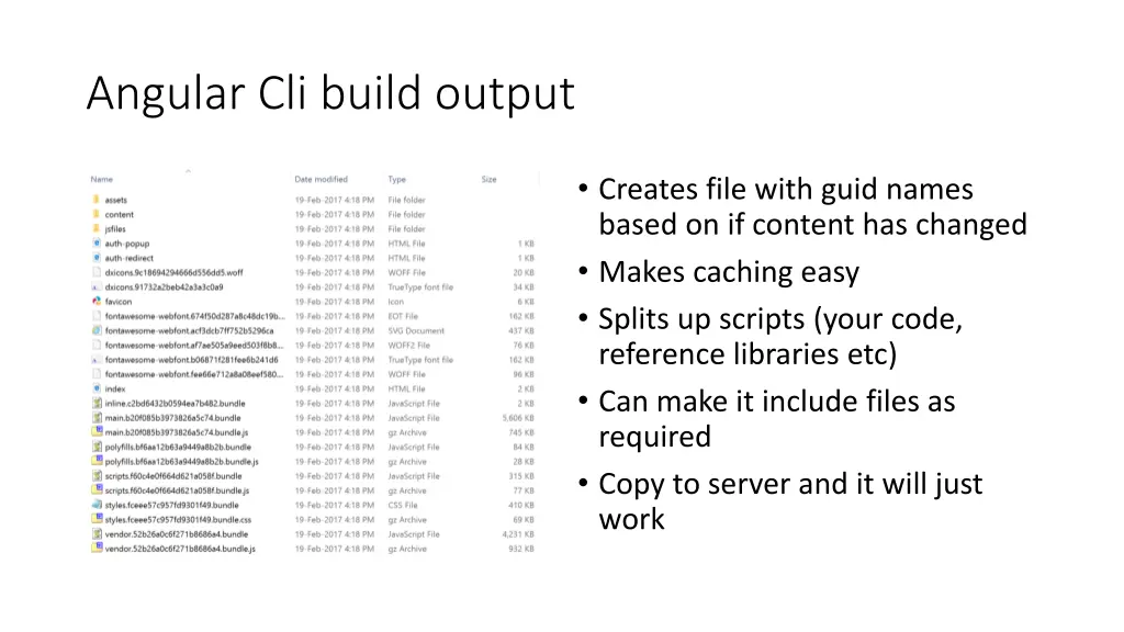 angular cli build output