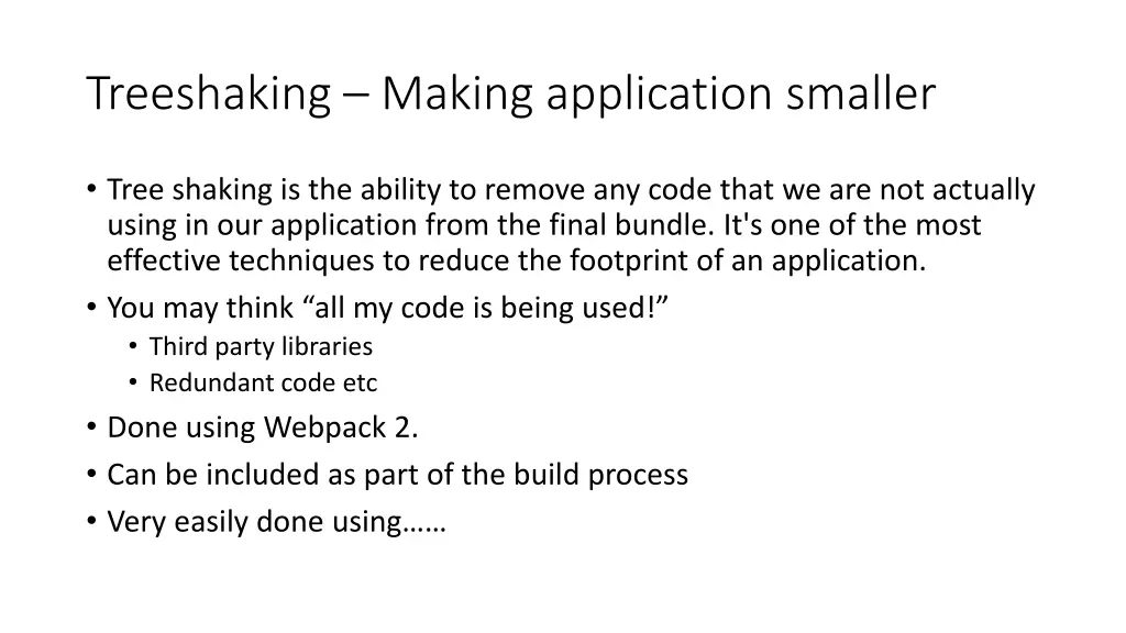 treeshaking making application smaller