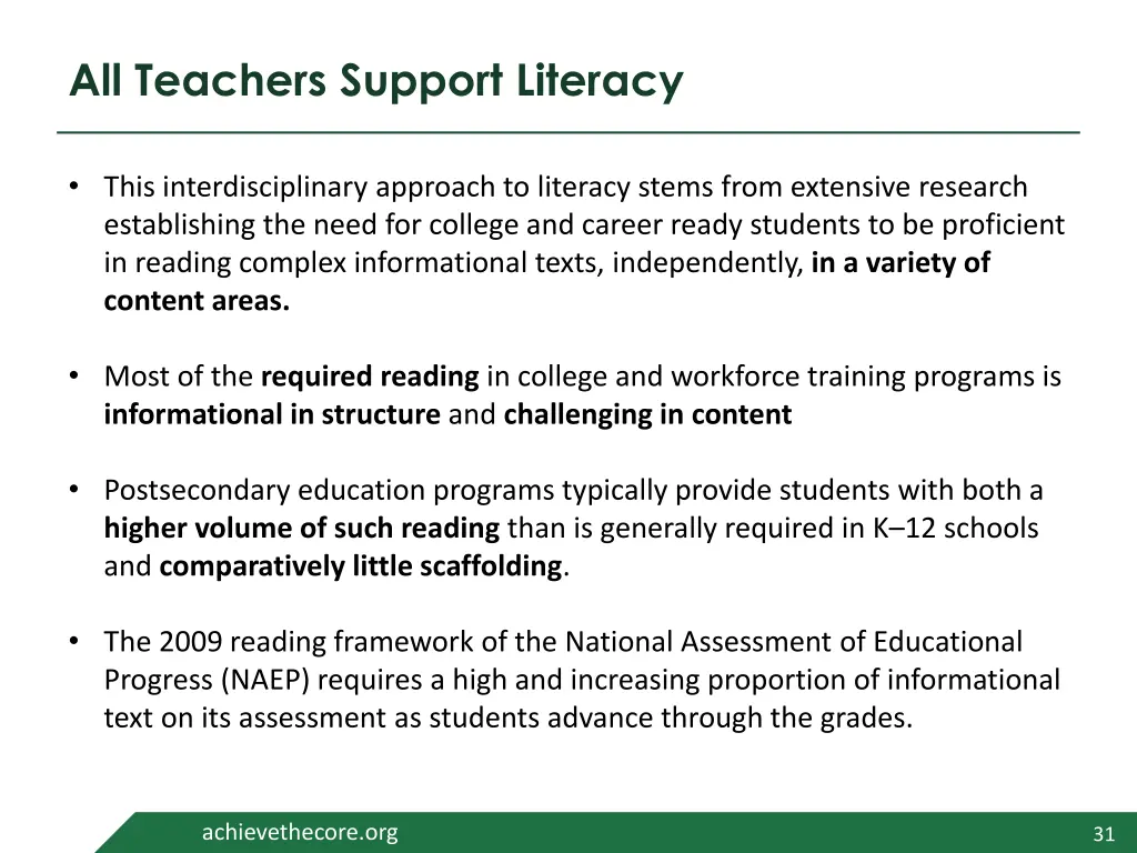 all teachers support literacy