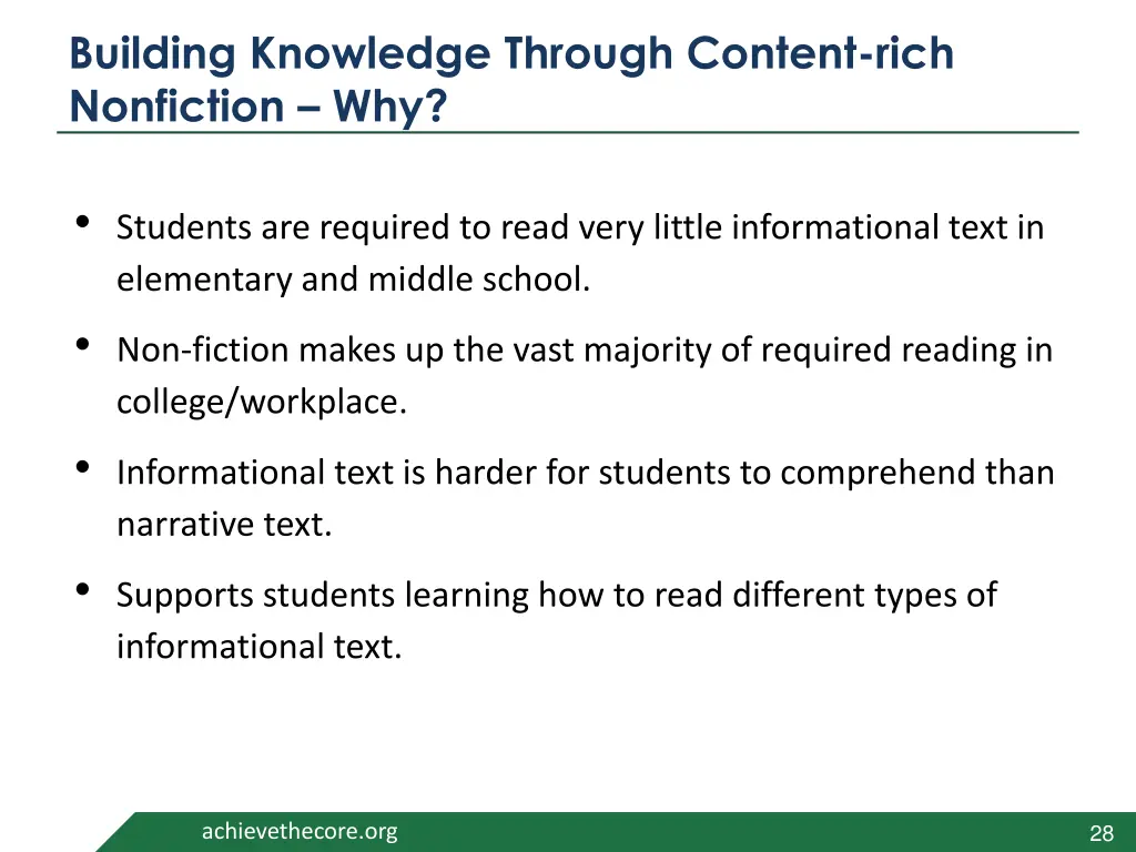 building knowledge through content rich