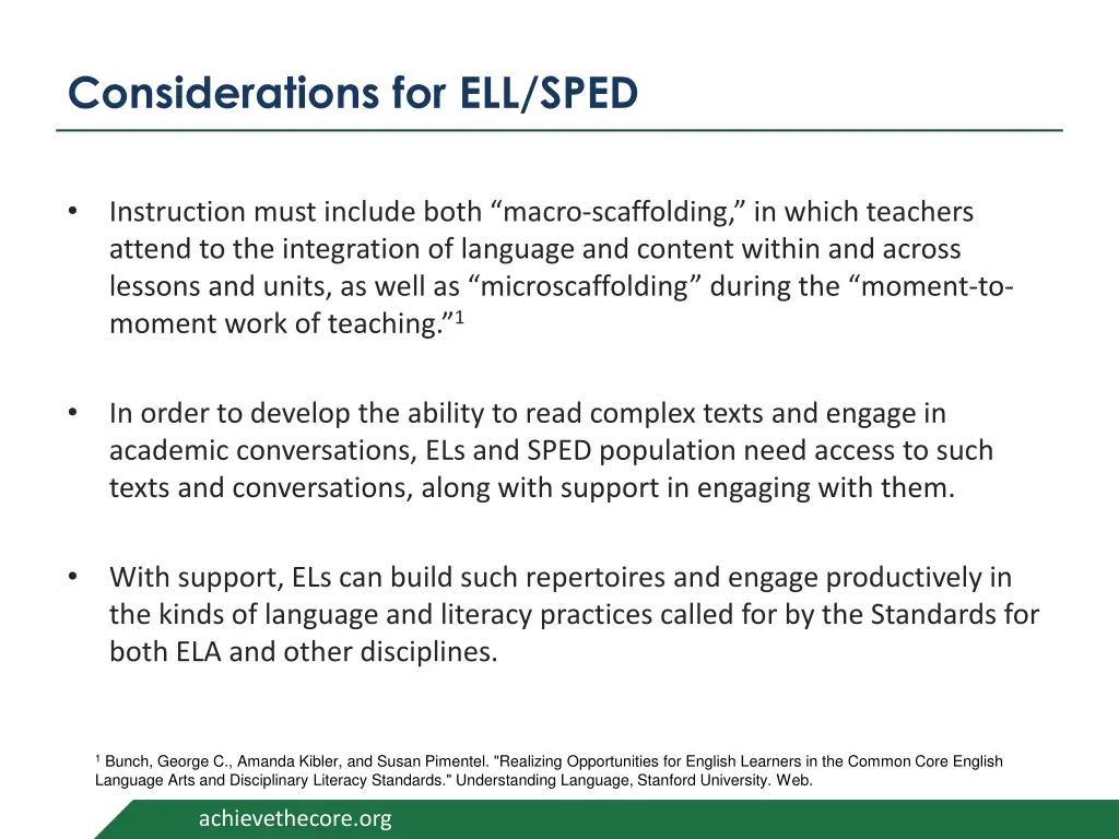 considerations for ell sped