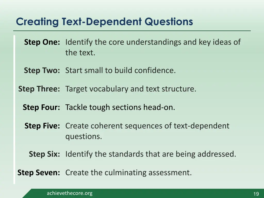 creating text dependent questions