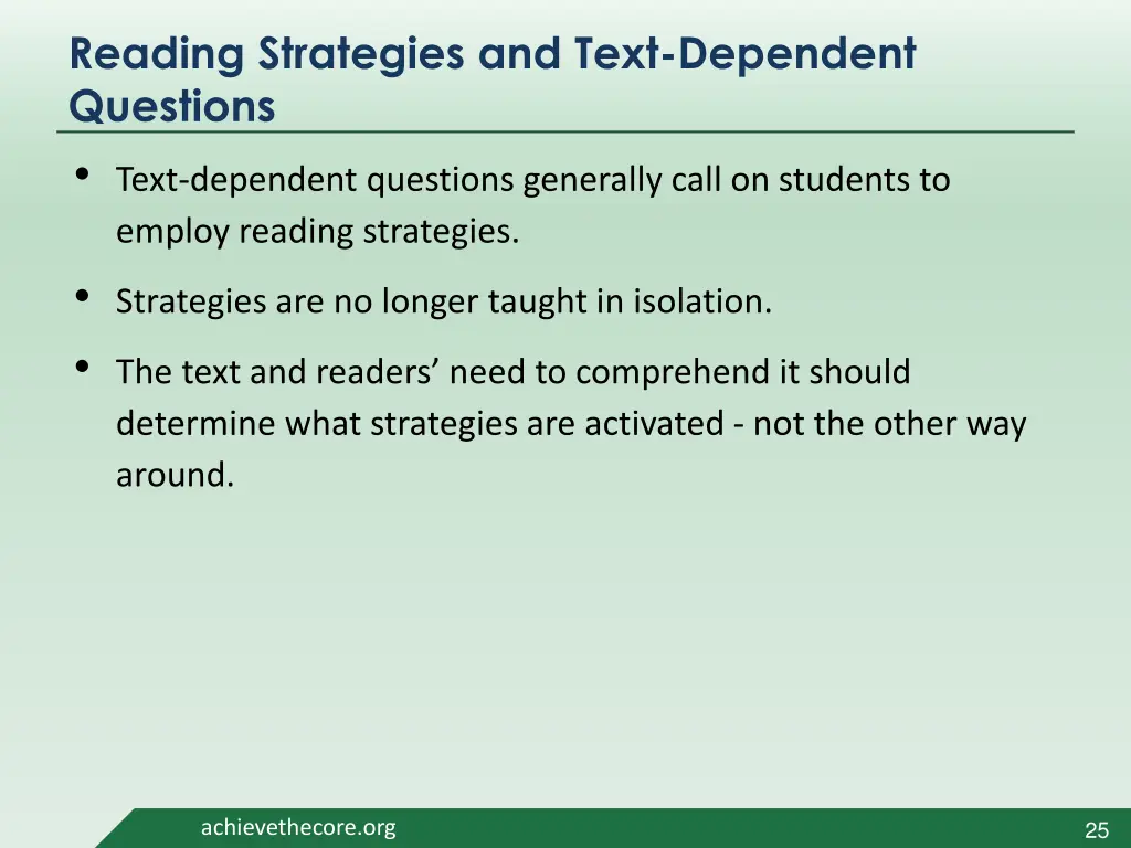 reading strategies and text dependent questions