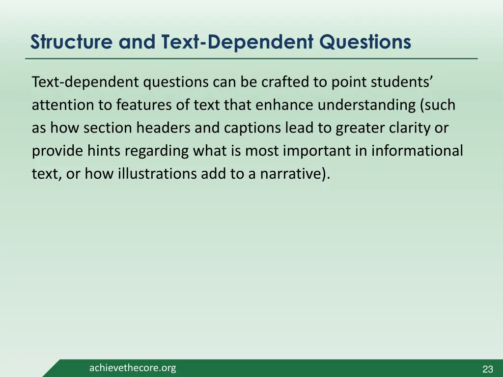 structure and text dependent questions