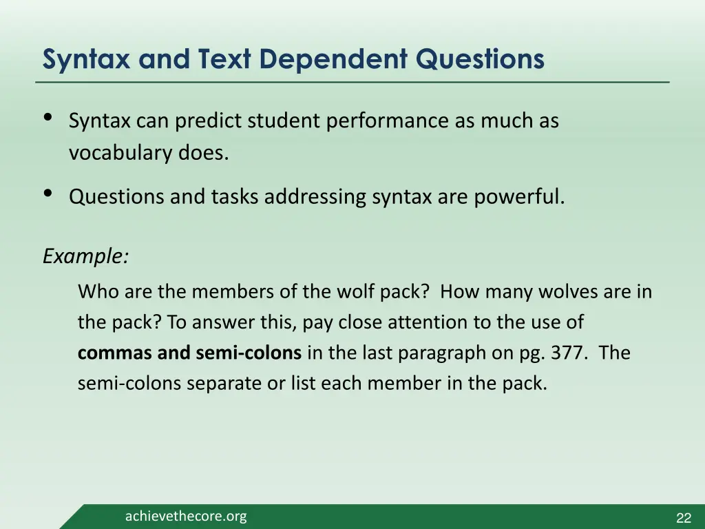 syntax and text dependent questions