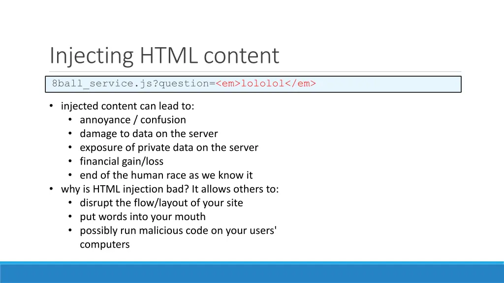 injecting html content