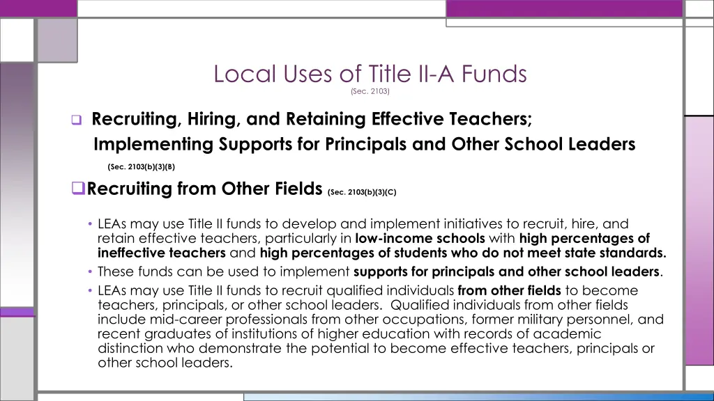 local uses of title ii a funds sec 2103 1