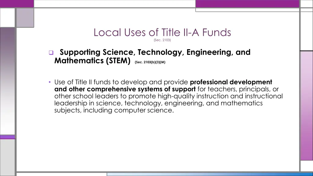 local uses of title ii a funds sec 2103 10