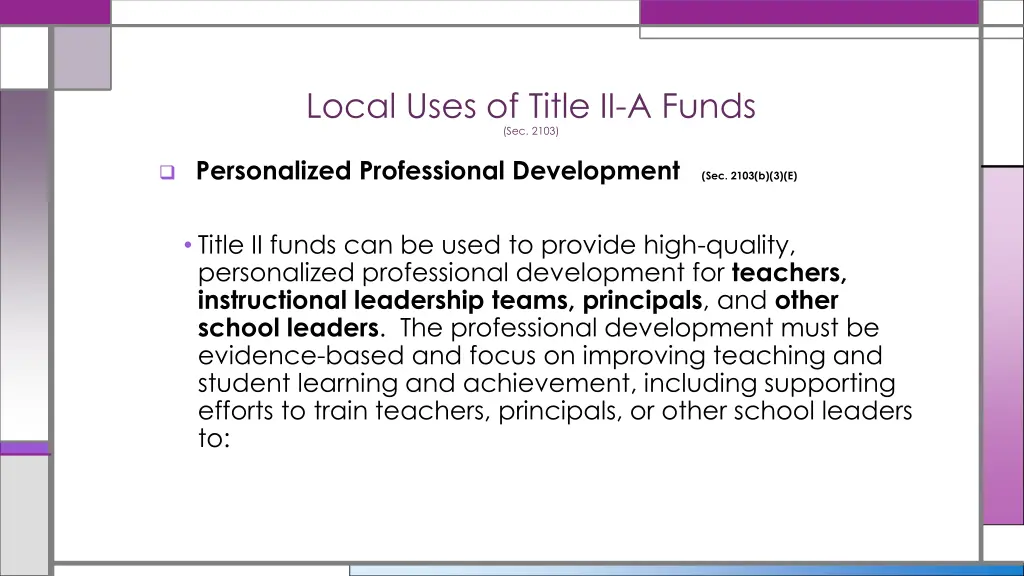 local uses of title ii a funds sec 2103 2