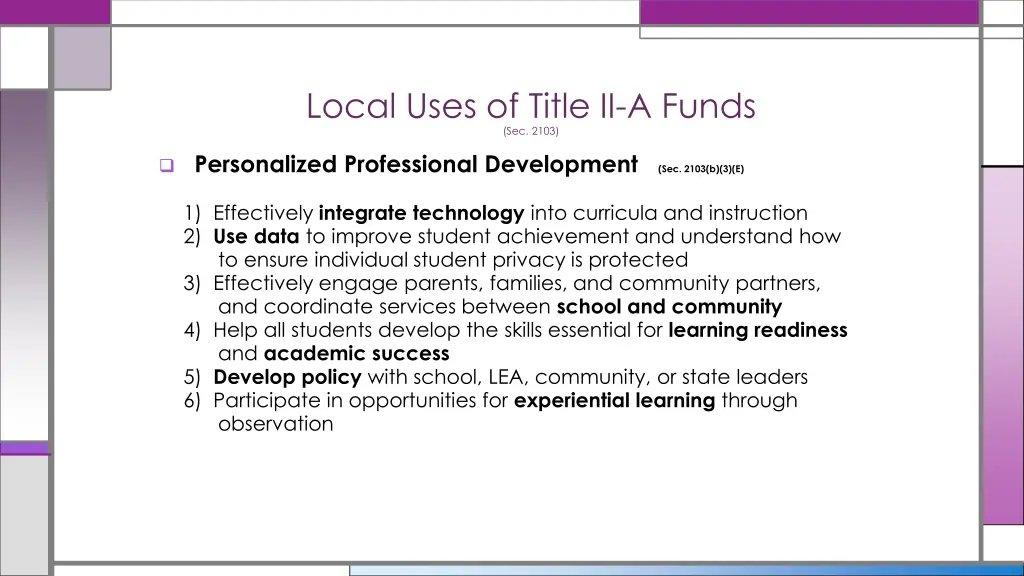 local uses of title ii a funds sec 2103 3