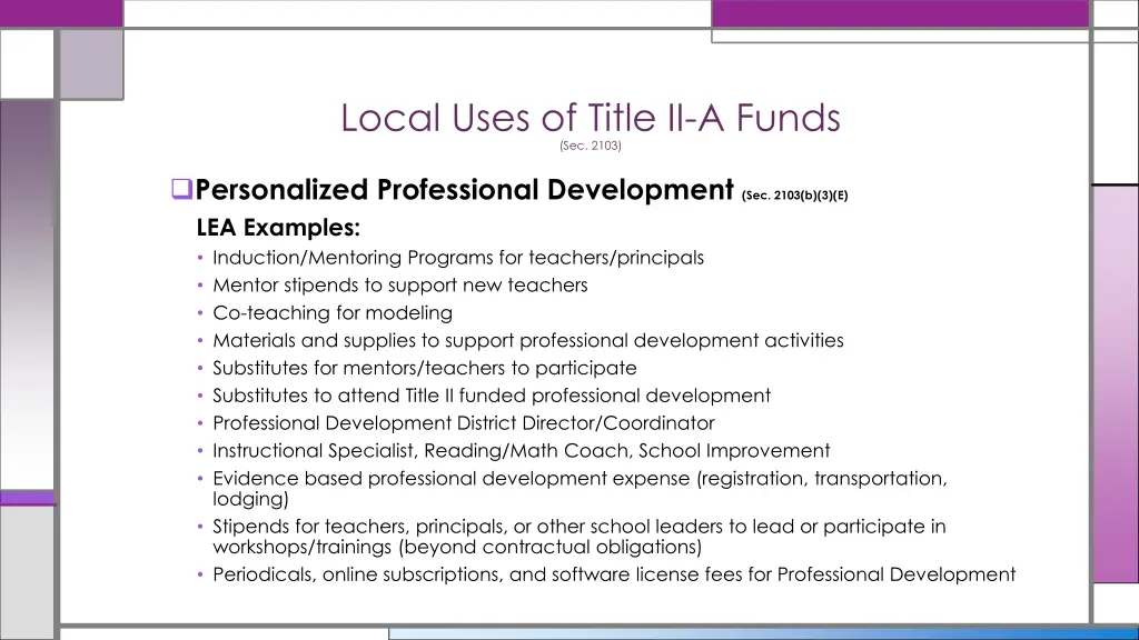 local uses of title ii a funds sec 2103 4