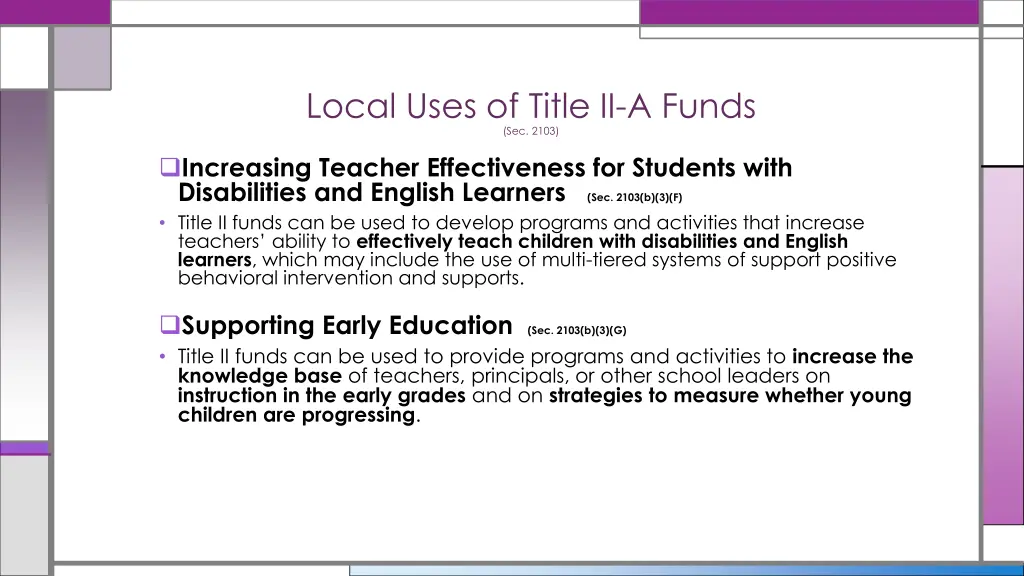 local uses of title ii a funds sec 2103 5